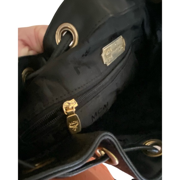 MCM Black Quilted Leather Drawstring Bucket Bag - Picture 15 of 16